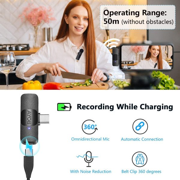 BOYA BY-V20 Dual Wireless Lavalier Microphone for Android