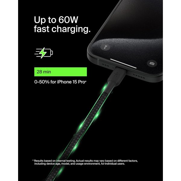 Belkin BoostCharge Braided USB-C to USB-C Cable 0.15M