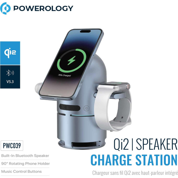Powerology Qi2 Speaker Charge Station 15W