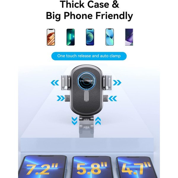 Vention Smart-Clamping Car Phone Mount With Suction Cup