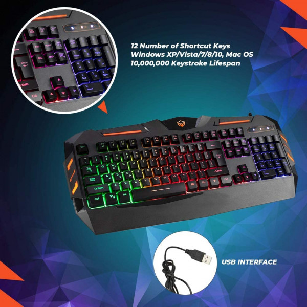 MEETION C500 4in1 PC Gaming Kit, Keyboard, Mouse, Headphone & Mouse Pad 