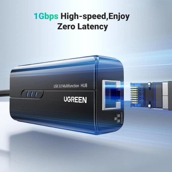 UGREEN USB 3.0 Hub Ethernet Adapter with 3 Port USB 3.0