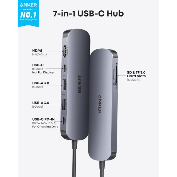 Anker Nano USB-C Hub (7-in-1, 4K HDMI)
