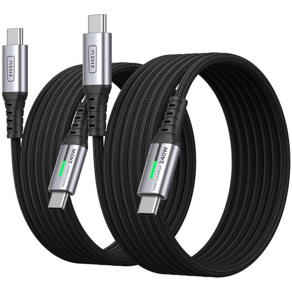 INIU USB-C to USB-C Braided Cable 240W 2M (2-Pack)