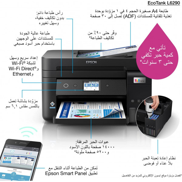 Epson EcoTank L6290 A4 Wi-Fi Duplex All-in-One Ink Tank Printer