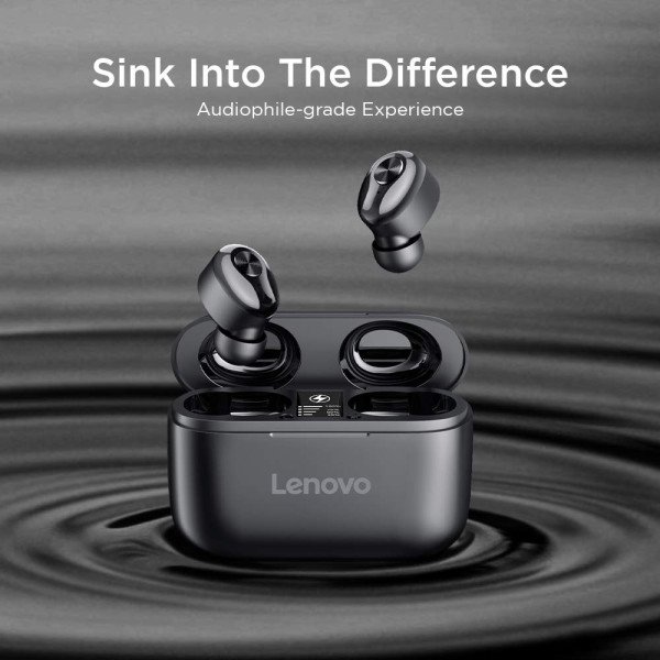 Lenovo HT18 True Wireless Stereo Earbuds with Mic & POWERBANK (Black) 