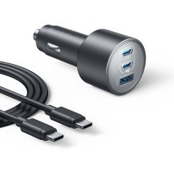 Anker Car Charger (167.5W, 3 Ports, with 3.3ft USB-C to USB-C Cable)
