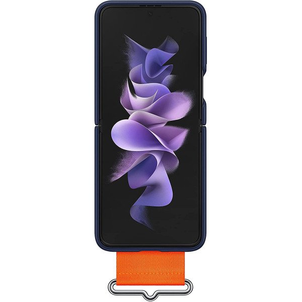 Samsung Galaxy Z Flip3 Silicone Cover with Strap - Navy