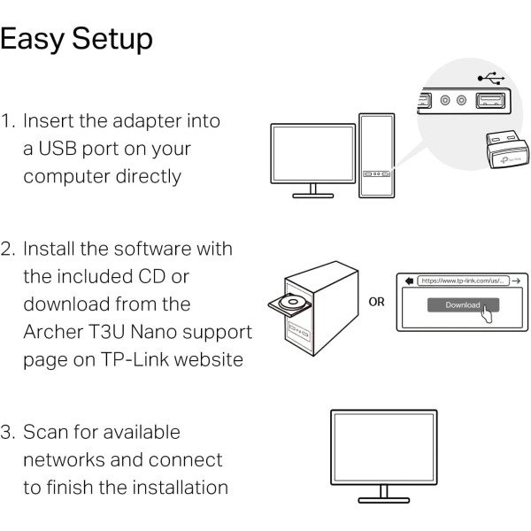 TP-Link Archer T3U Nano AC1300 Nano Wireless MU-MIMO USB Adapter