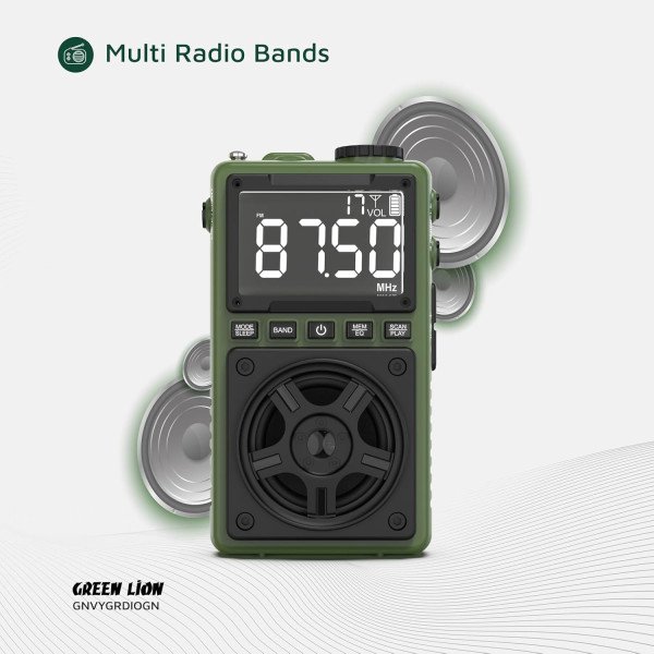 Green Lion Voyager Portable Radio with Flash Light & Speaker