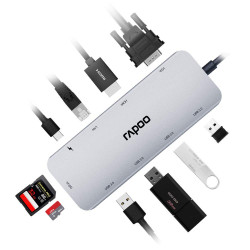 RAPOO XD200 USB C Hub Adapter, 10-in-1 Adapter